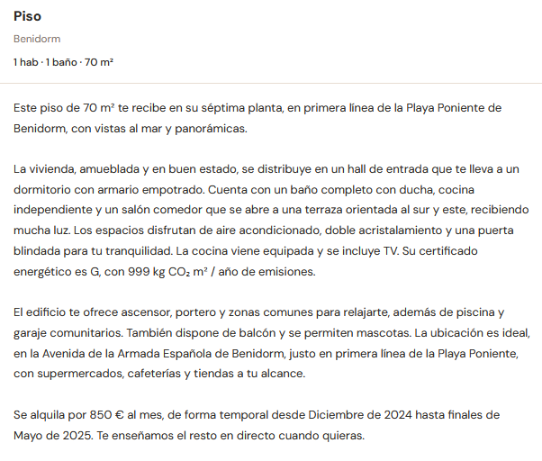 Ejemplo de anuncio inmobiliario generado por BrikData